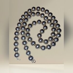 Silver Plated Ball Hollow Bead Chain Strand Necklace Southwestern